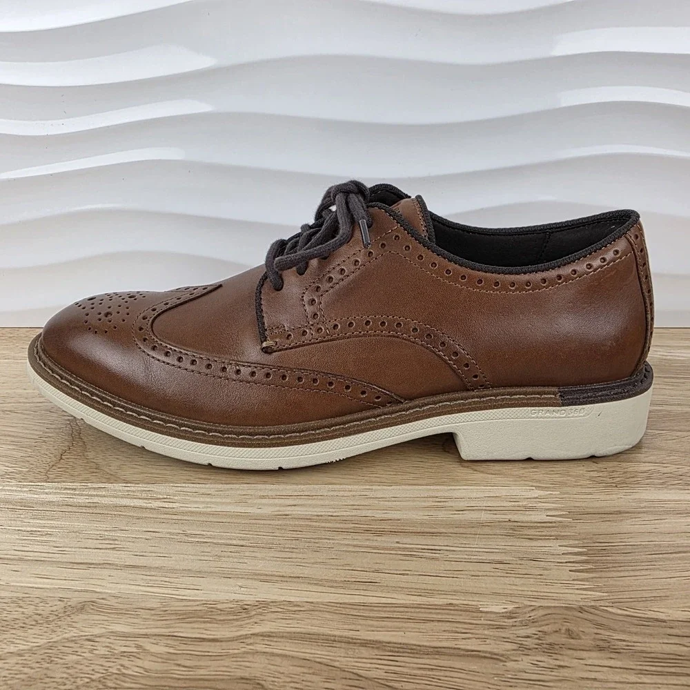 Cole Haan Go-To Wingtip Oxford Shoes Mens 8 M British Tan Leather Brogue C34120